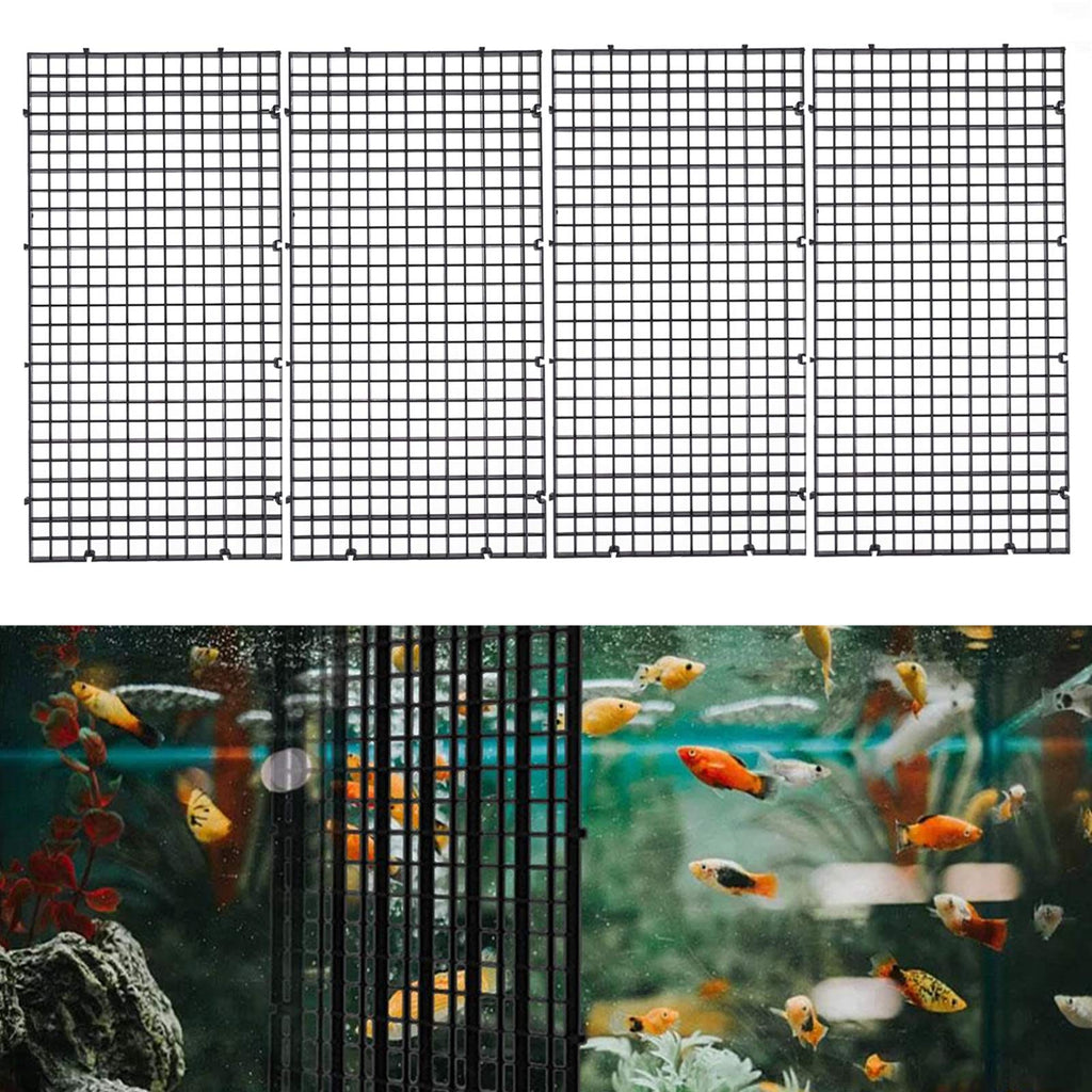 Ioffersuper 4 Pcs Grid Divider Tray Egg Crate Louvre Aquarium Fish Tank Bottom Isolation black - PawsPlanet Australia