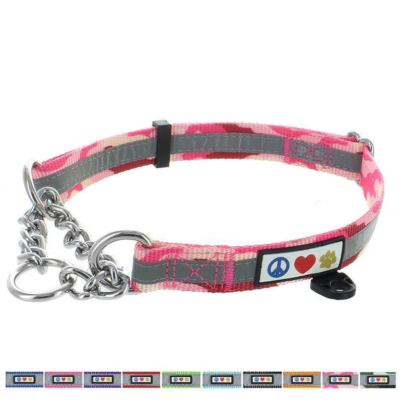 [Australia] - Pawtitas Chain Martingale Dog Collar Puppy Collar Reflective Dog Collar Training Dog Collar Behavioral Dog Chain Collar Collar Puppy Obedience Dog Collar Martingale Dog Collar Medium Pink Camo 