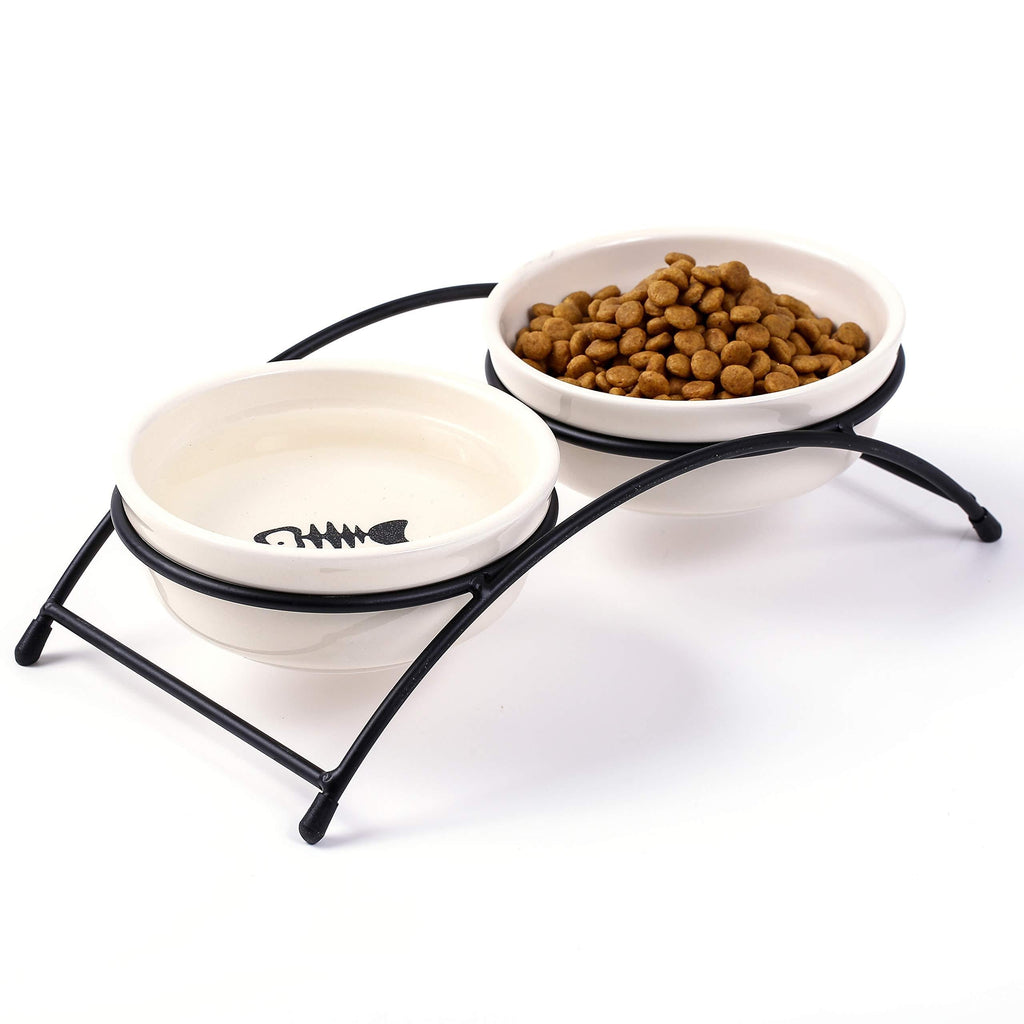 [Australia] - JanYoo Ceramic Cat Bowls Food Feeding Stand Elevated Dog Bowl Outdoor Non-Skid 