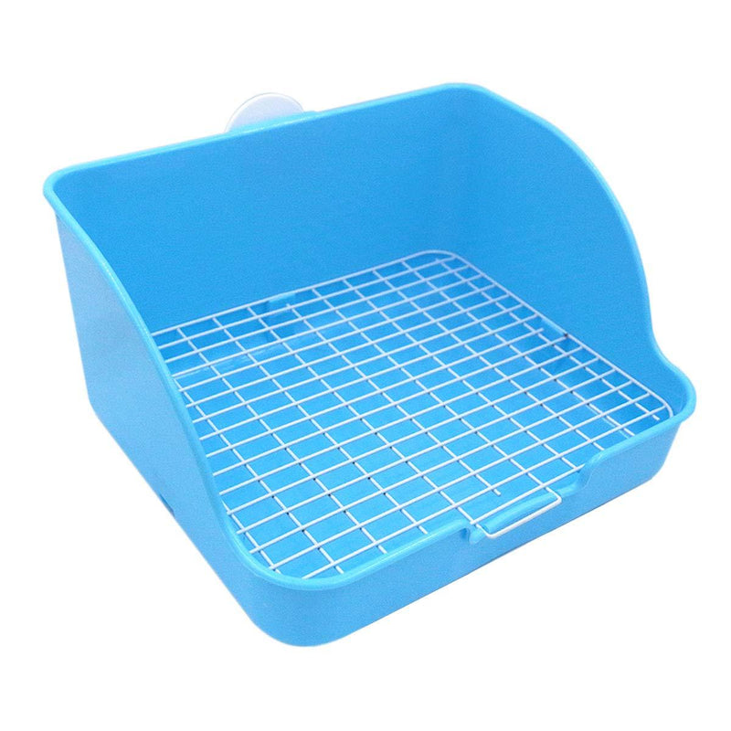 Pet Small Rat Toilet, Square Potty Trainer Corner Litter Bedding Box Pet Pan for Small Animal/Rabbit/Guinea Pig/galesaur/Ferret Blue Steel net - PawsPlanet Australia