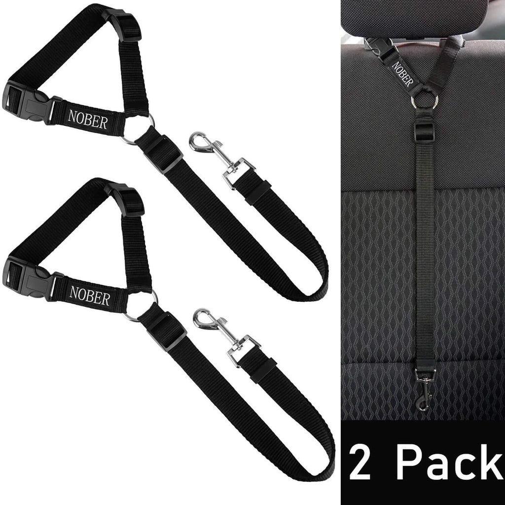 [Australia] - NOBER Car Headrest Restraint Leashes for Dog 2 Pack Black 