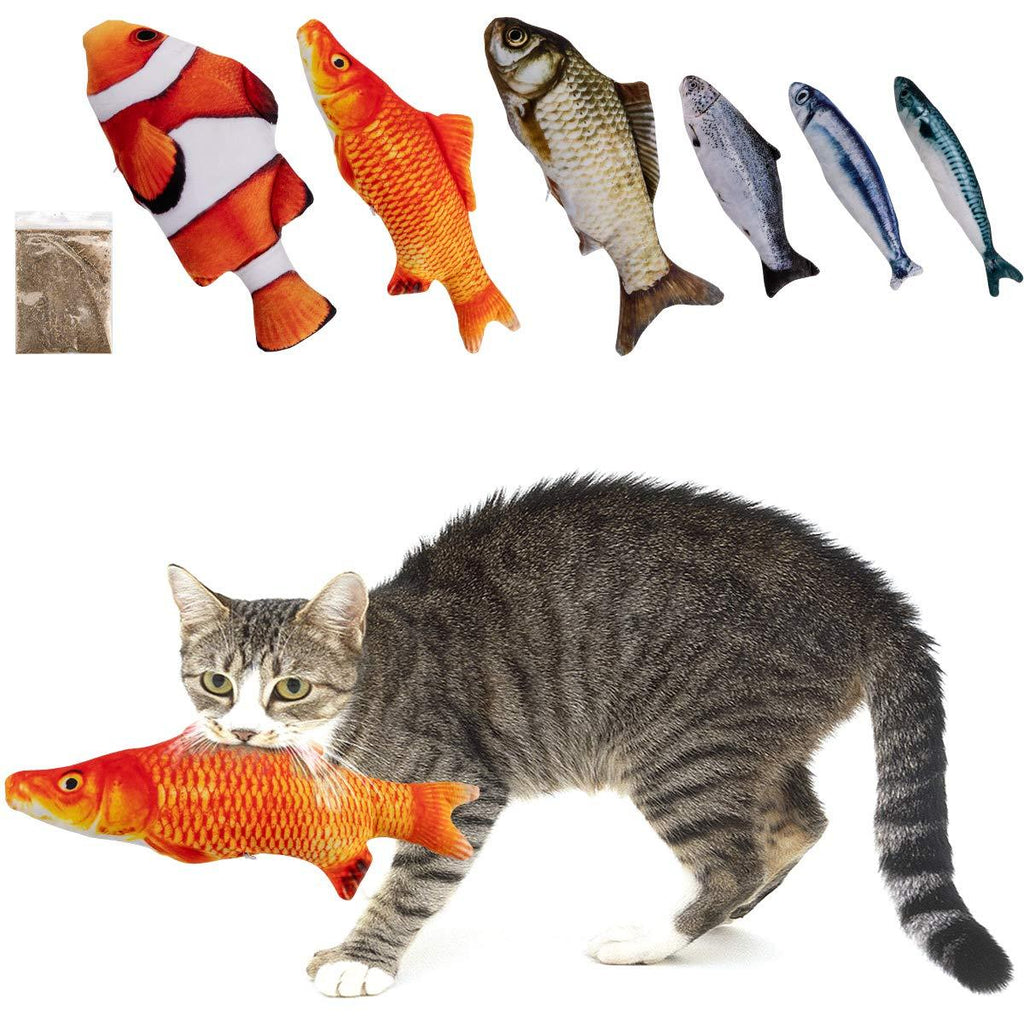 [Australia] - MEWTOGO Catnip Fish Cat Toys - Realistic Fluffy Fish Kitty Interactive Chewings multi-color 6 pcs 