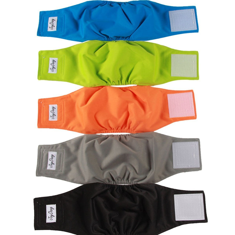 [Australia] - JoyDaog Reusable Belly Bands for Dogs,5 Pack Washable Dog Diapers Male Puppy Nappies Wrap S 5 Solid Colors 