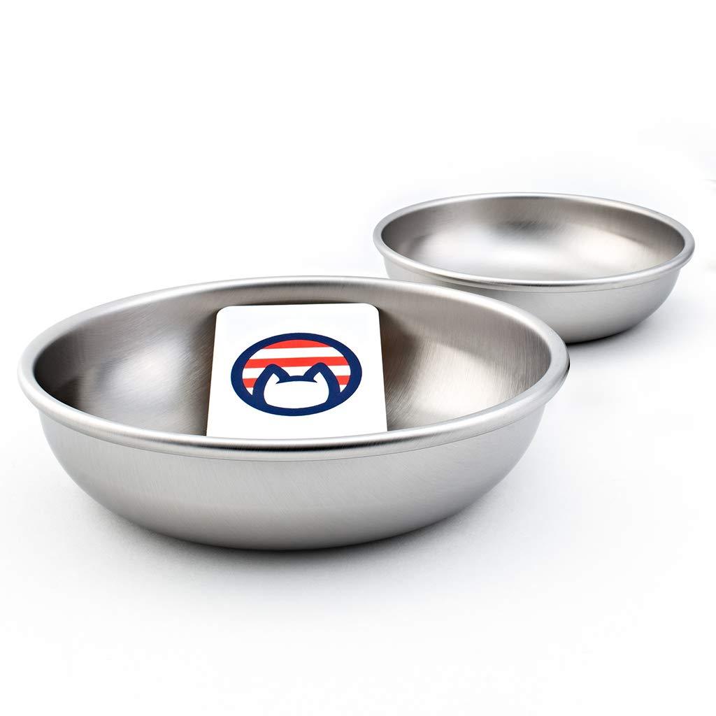 [Australia] - Americat Company Stainless Steel Cat Bowls – Made in The USA from U.S. Materials – Prevent Whisker Fatigue – Dishes for Cat Food and Water Set of 2 