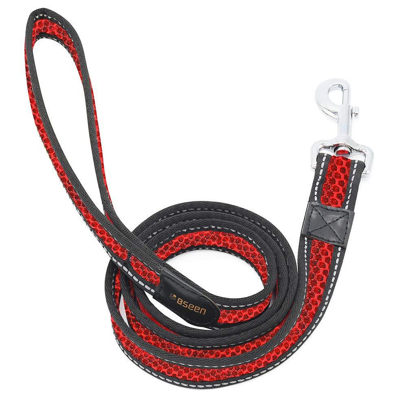 [Australia] - HiGuard Heavy Duty Reflective Dog Leash - 1.2m Reflective Strip with Comfortable Padded Handle - 6ft Long Dog Walking Leash for Large, Middle, Small Dogs Red 