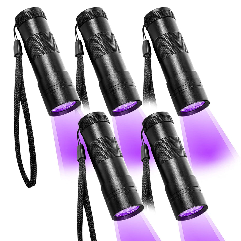 Beinhome 5 Pack UV Flashlight Black Light 12 LED Ultra Violet Blacklight Detector for Dog Cat Urine, Pet Stains, Bed Bug, Scorpion with 5 AAA Free Batteries - PawsPlanet Australia