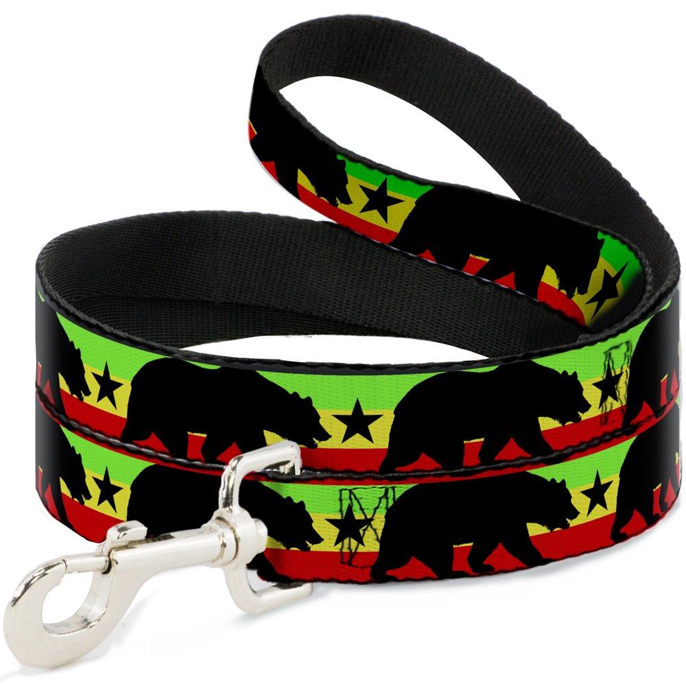 [Australia] - Buckle-Down Dog Leash Cali Bear Star Silhouette Rasta Black Available in Different Lengths and Widths for Small Medium Large Dogs and Cats 6 Feet Long - 1/2" Wide 