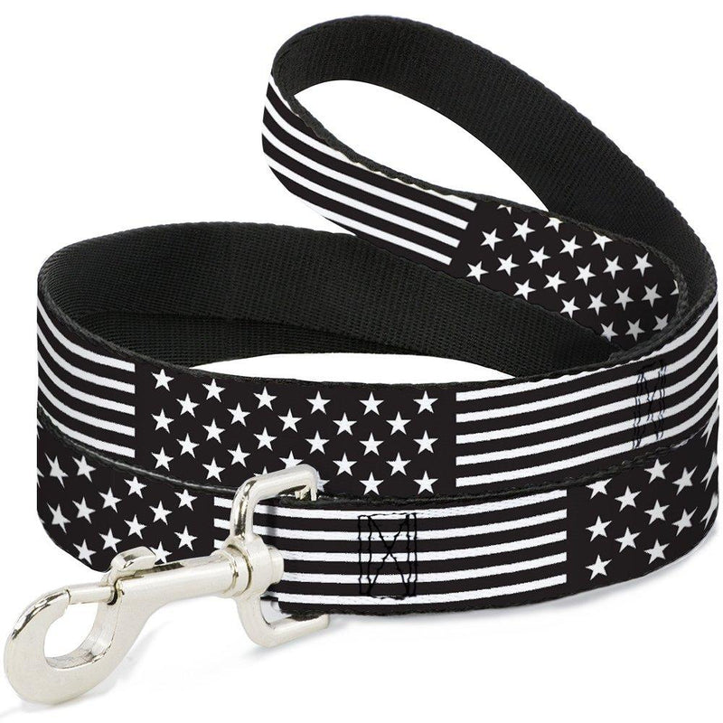 [Australia] - Dog Leash Americana Stars Stripes2 Black White 6 Feet Long 1.0 Inch Wide 6 Feet Long - 1.5" Wide 