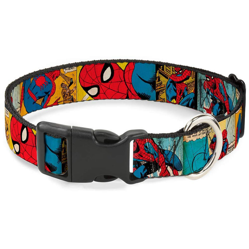 [Australia] - Buckle-Down Dog Collar Plastic Clip Spider Man Comic Strip Available in Adjustable Sizes for Small Medium Large Dogs 1/2" Wide - Fits 8-12" Neck - Medium 