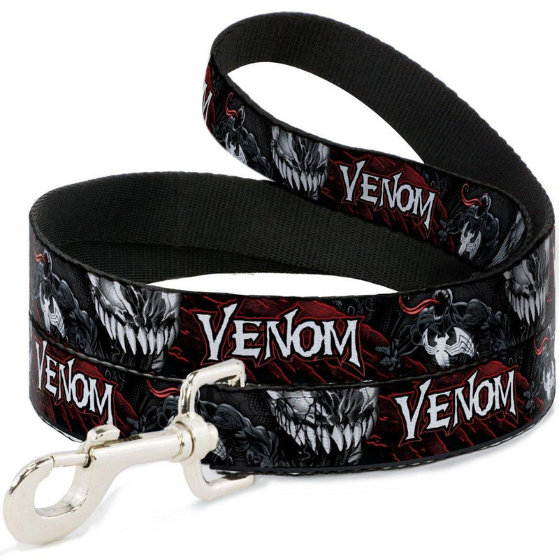 Dog Leash Venom Pose Expression Gray Black Red White 4 Feet Long 0.5 Inch Wide 4 Feet Long - 1" Wide - PawsPlanet Australia