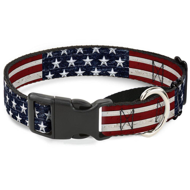 [Australia] - Buckle-Down Americana Rustic Stars & Stripes Martingale Dog Collar 1" Wide - Fits 15-26" Neck - Large Multicolor 