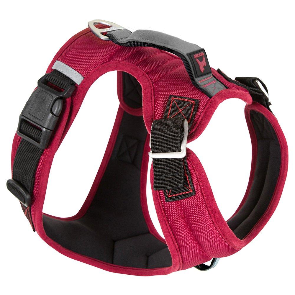 [Australia] - Gooby - Pioneer Dog Harness, Small Dog Head-in Harness with Control Handle and Seat Belt Restrain Captability Red Small Chest (14.8-17.7") 
