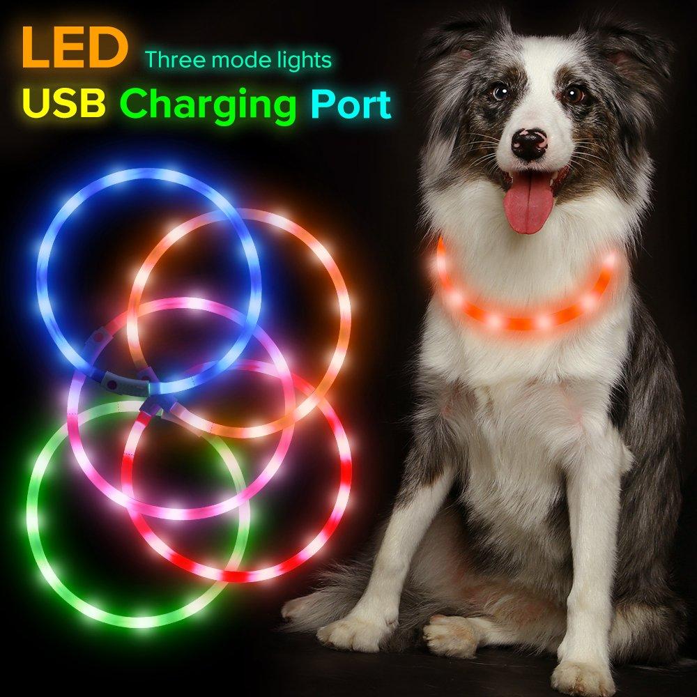 [Australia] - HiGuard LED Dog Collar, USB Rechargeable Glowing Pet Safety Collars, Adjustable Water-Resistant Flashing Light Up Necklace Collar Make Your Dogs High Visible & Safe in the Dark (1 Pack-Orange) 