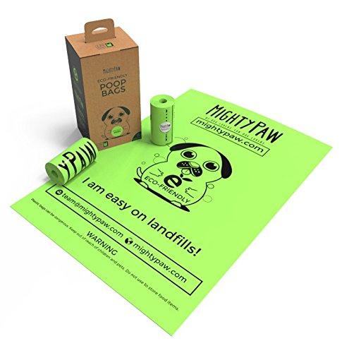 [Australia] - Mighty Paw Eco-Friendly Poop Bags, Lavender-Scented Dog Waste Pick-up Bags, Extra-Thick (0.6 mil) Doggie Bags, Large Bags 9" x 13" for Pets, Bags are Earth Friendly Biodegradable 8 Rolls Green 