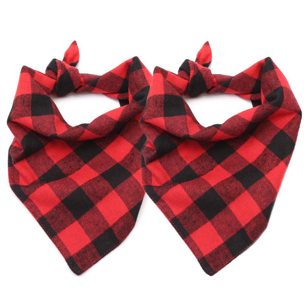 [Australia] - ASOCEA Dog Plaid Bandana Washable Triangle Bibs Cotton Kerchief Scarf Accessories for Small Medium Dogs Puppy Birthday Party Holiday Daily Use 