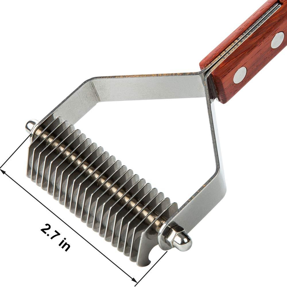 [Australia] - MEETWIN Undercoat Grooming Rake, Dematting Stripper, Tool, Combs for Medium to Large Dogs, Cats, Stainless Steel Combines with Solid Wooden Handle 20 Blades 