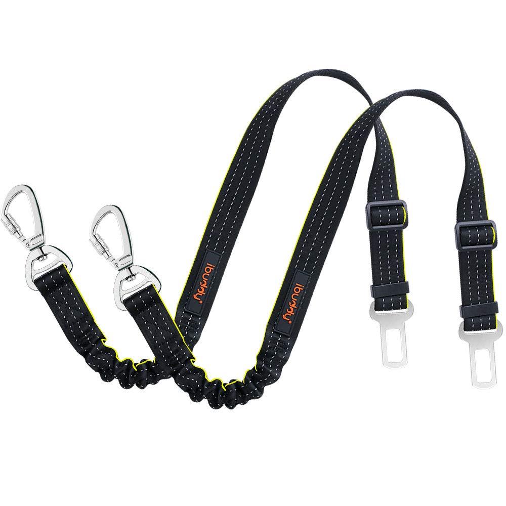 [Australia] - iBuddy Dog Seat Belts for Cars of Small/Medium/Large Dogs,Adjustable Pet Seat Belt for Dog Harness with Dual Safe Bolt Hook and Elastic Durable Nylon Dog Safety Belt for Car 2 PACK 