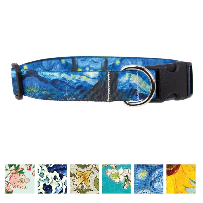 [Australia] - Buttonsmith Art Dog Collar - Fadeproof Printing, Military Grade Buckle - Made in The USA Small Collar (10"-14", 3/4" wide) Van Gogh Starry Night 