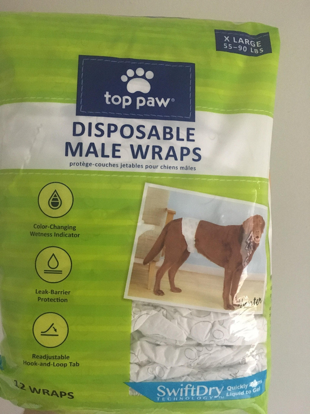 [Australia] - Top Paw Disposable Male Wrap Dog Diapers X Large 