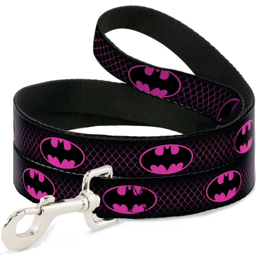 [Australia] - Dog Leash Batman Shield Chainlink Black Hot Pink 6 Feet Long 1.0 Inch Wide 6 Feet Long - 1/2" Wide 