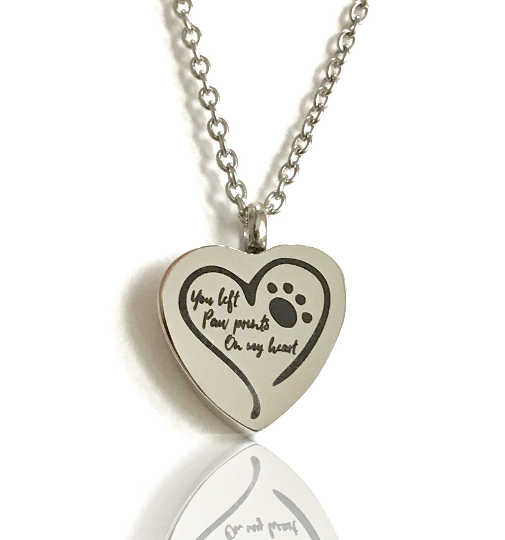 [Australia] - FIKA You Left Paw Prints On My Heart Pet Dog Cat Cremation Ashes Remembrance Urn Pendant Necklace Jewelry Filling Kit Included 