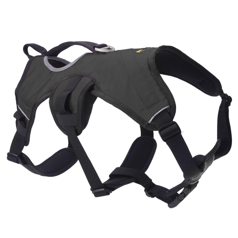 [Australia] - SCENEREAL Escape Proof Large Dog Harness - Outdoor Reflective Adjustable Vest with Durable Handle and Leash Ring for Medium Large Dogs Training Walking Hiking S Black 