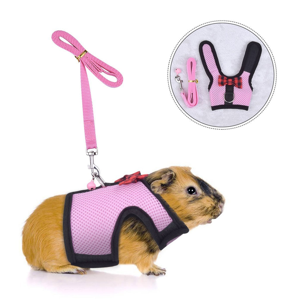 Small Animals Harness and Leash Adjustable Soft Mesh Small Pet Harness with Safe Bell, No Pull Comfort Padded Vest Durable Nylon Harness All Season for Rats,Guinea Pig and Hamster - PawsPlanet Australia