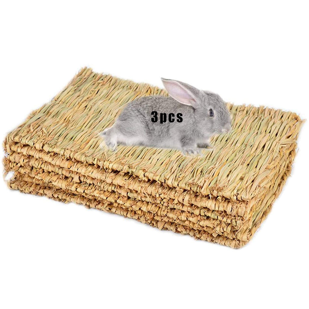 Grass Mat Woven Bed Mat for Small Animal Bunny Bedding Nest Chew Toy Bed Play Toy for Guinea Pig Parrot Rabbit Bunny Hamster Rat(Pack of 3) (3 Grass mats) Basic - PawsPlanet Australia