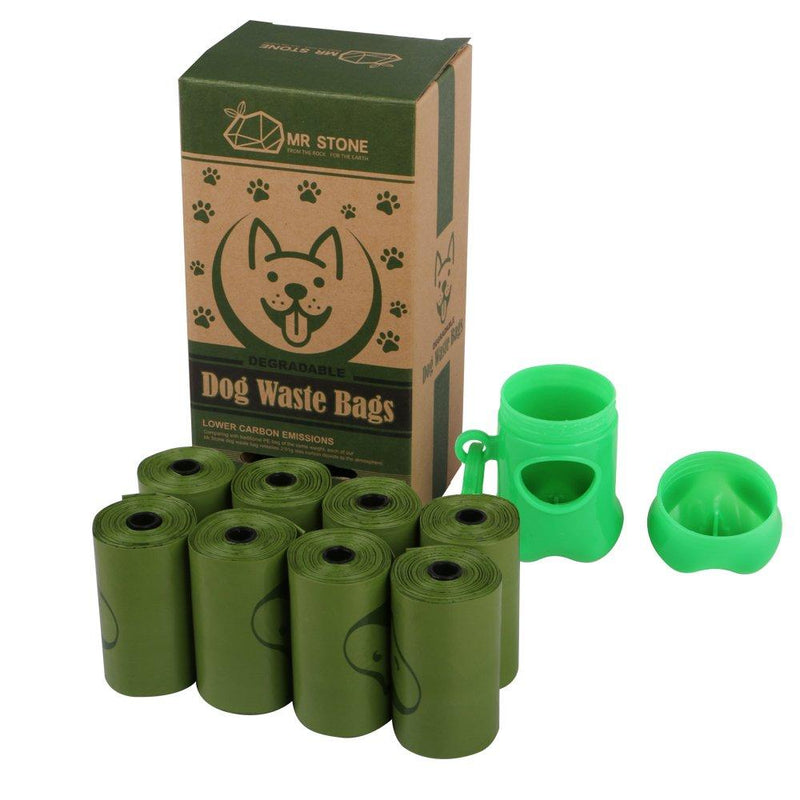 [Australia] - Mr. Stone Dog Waste Bags, Dog Poop Bags, Stone-Made Plastics, Earth Friendly, Refill Rolls, 8 Rolls per 120 Count, 1 Dispenser Included 