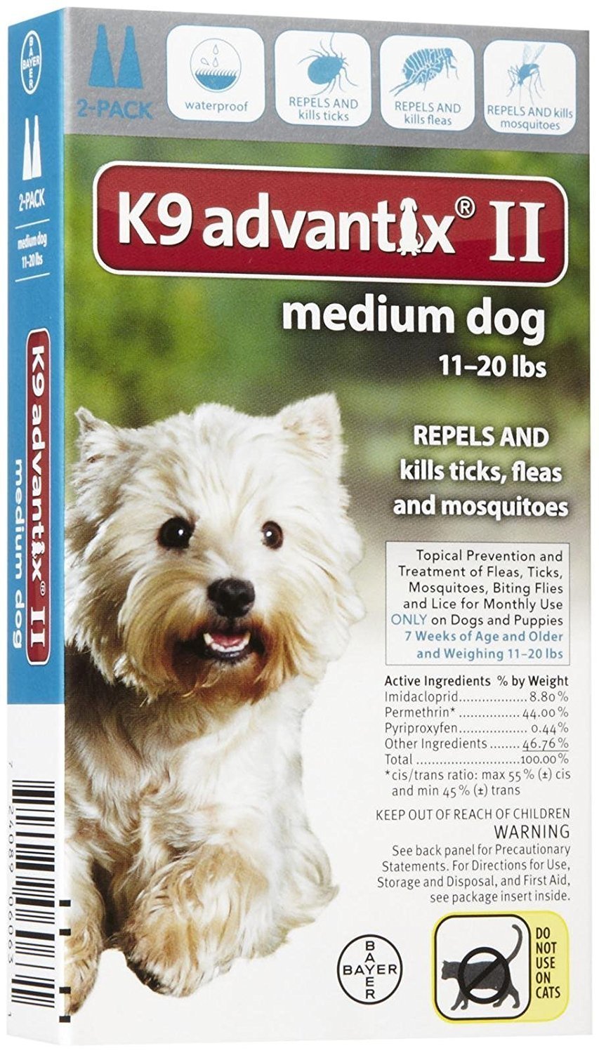Advantix II Flea Drops, Tick and Mosquito Prevention K9 Medium Dog 2 Doses - PawsPlanet Australia