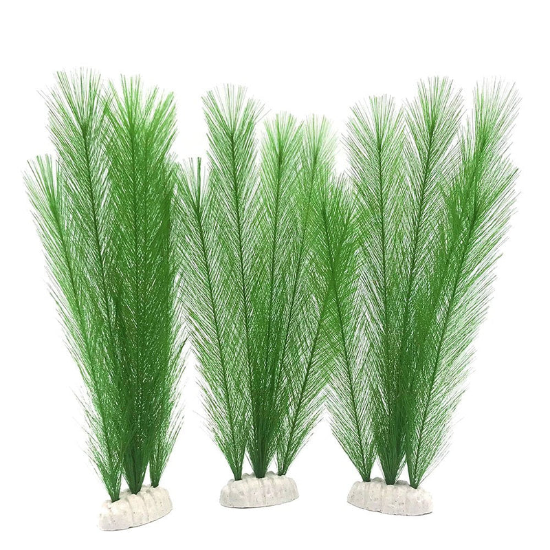 BEGONDIS Aquarium Decorations 3Pcs Fish Tank Artificial Green Water Plants Made of Silk Fabrics Plastic 11" * 3 Pcs, Green - PawsPlanet Australia