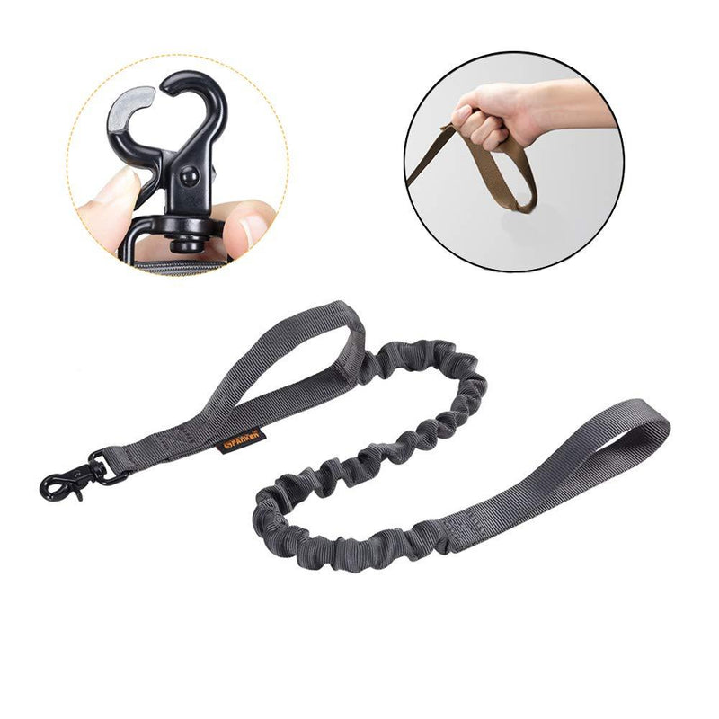 [Australia] - EXCELLENT ELITE SPANKER Bungee Dog Leash Heavy Duty Dog Leash Military Dog Leash with Padded Handle for Medium and Small Dogs Grey 