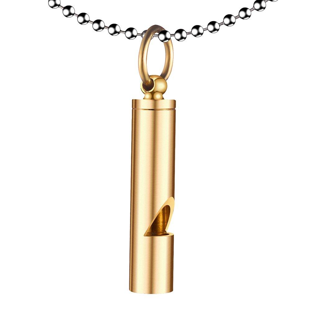 [Australia] - DAIHAQIKO Dog Training Whistle - Brass Whistle Necklace Keychain - Free Military Bead Chain Lanyard and Key Ring - for Dog Behavior Training Stop Barking 