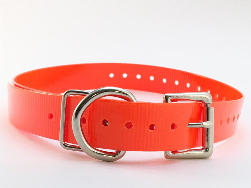[Australia] - Sparky Pet 1” High Flex Roller Buckle Replacement Strap with “D” Ring Neon Orange 