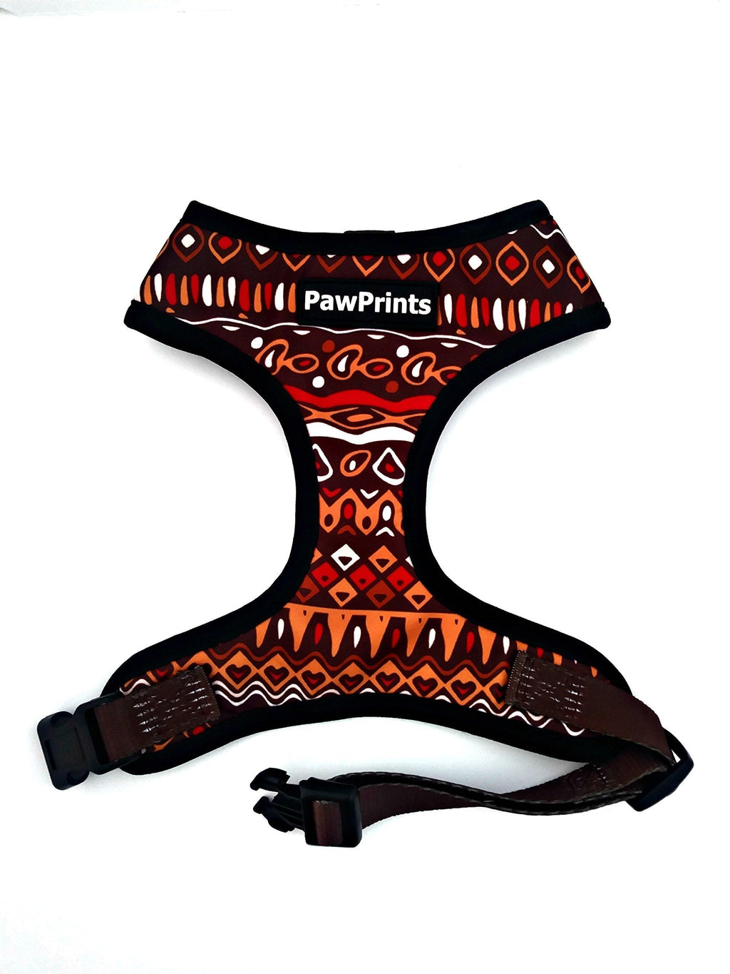 [Australia] - Paw Prints DOG harness leash SET NO CHOKE, LIGHT PADDING,NEOPRENE LINING,MADE OF BREATHABLE MATERIAL,ADJUSTABLE STRAPS,PROVIDES COMFORTABLE MAXIMUM CONTROL (Tribal Stripes, Small) 