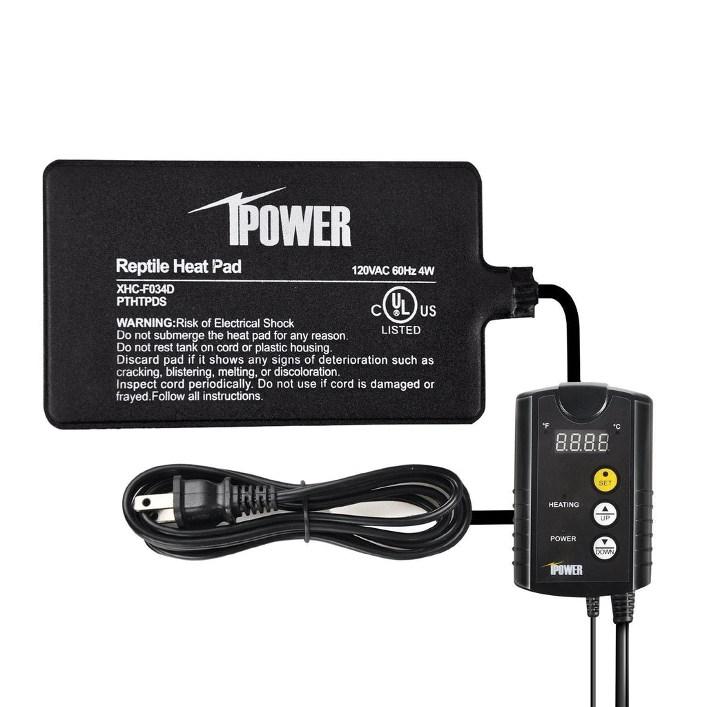 iPower Under Tank Heat pad and Digital Thermostat Combo Set for Reptiles 4" x 7" & Control - PawsPlanet Australia