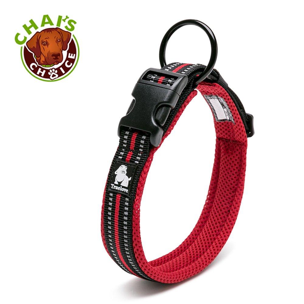 [Australia] - Chai's Choice Best Padded Comfort Cushion 3M Reflective Dog Collar for Small, Medium, and Large Dogs and Pets. Perfect Match for Our Harness and Leash. Please use Sizing Chart at Left! Red 