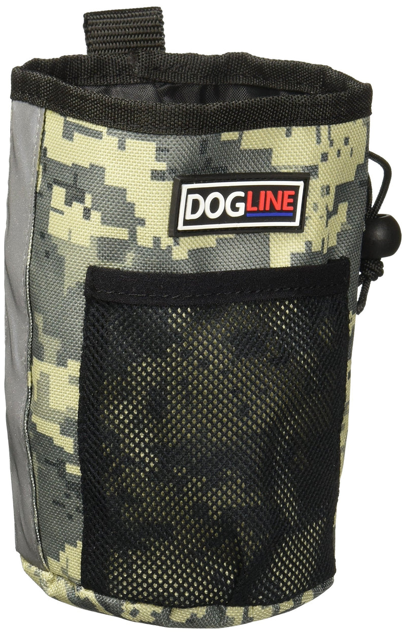 [Australia] - Dogline Dog Treat Pouch: Puppy Training Bag, Pet Kibbles and Snacks Holder, Litter Waste Bags Dispenser with Adjustable Drawstring Closure, Large Capacity with Mesh Pocket, Strong Nylon Material Urban Camo 