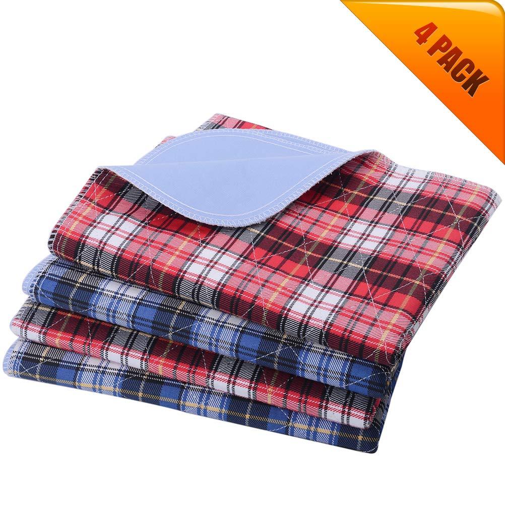 [Australia] - KOOLTAIL Washable Pee Pads for Dogs - Waterproof Dog Mat Non-Slip Plaid Puppy Potty Training Pads, Reusable Whelping Pads Blue & Red 24" x 36" (4 Pack) 