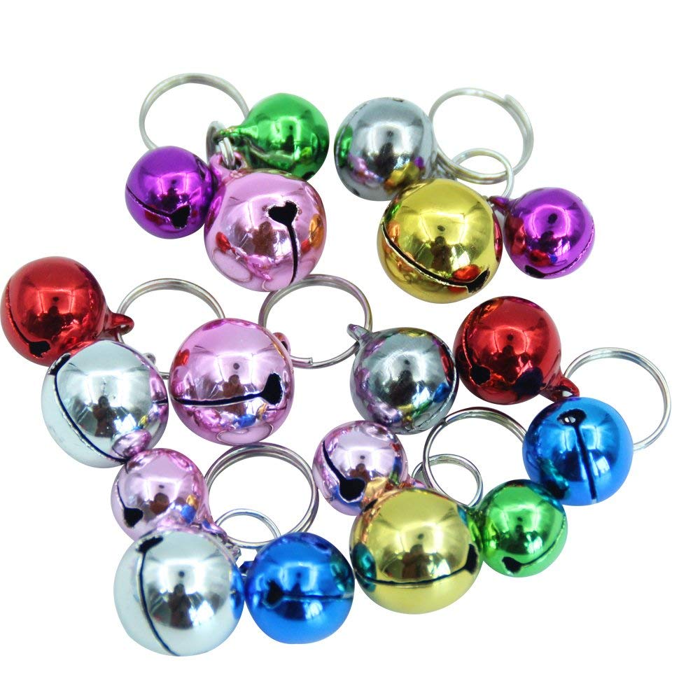 EXPAWLORER Bells for Cat Collars - 18 Pcs Colourful Dog Charm Bells for Collars Necklace Pendant Accessories with 20 Pcs Key Rings - PawsPlanet Australia