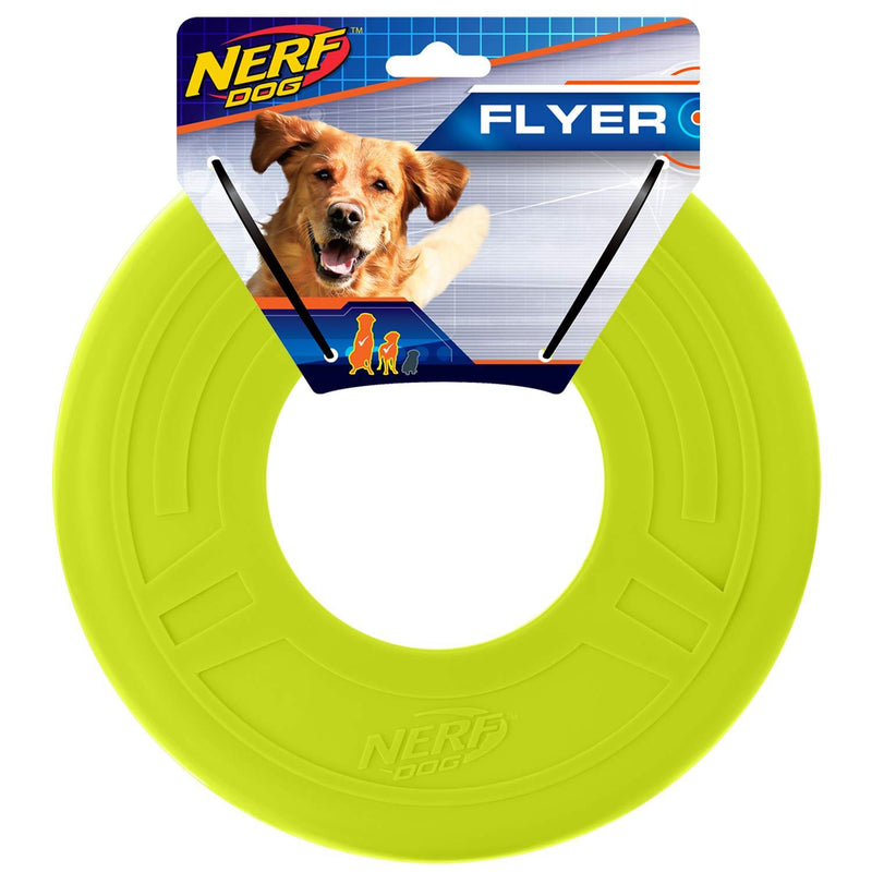 Nerf Dog Flyer Dog Toy, Frisbee, Lightweight, Durable and Water Resistant, Great for Beach and Pool, 10 inch Diameter, for Medium/Large Breeds Green - PawsPlanet Australia