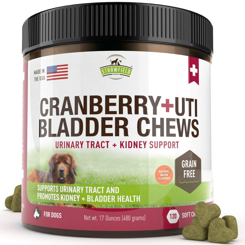 Cranberry Supplement for Dogs -120 Grain Free Dog Treats - Cranberry Chews for Urinary Tract Infection Treatment UTI Relief Bladder Control Support UT Incontinence - D-Mannose, Organic Echinacea, USA - PawsPlanet Australia