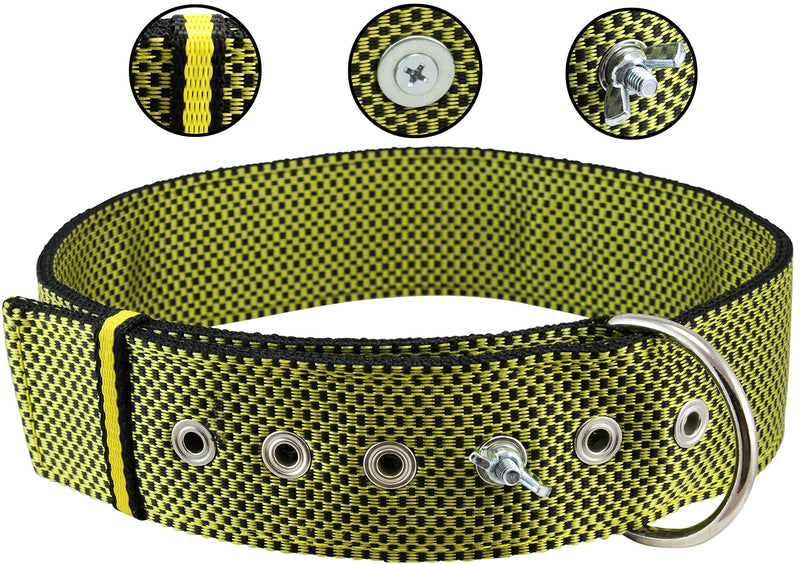 [Australia] - Bolted Heavy Duty Extra Wide Triple Layer Tie Out Dog Collar for XLarge Dogs 20"-24" Neck, 2" Wide Yellow 