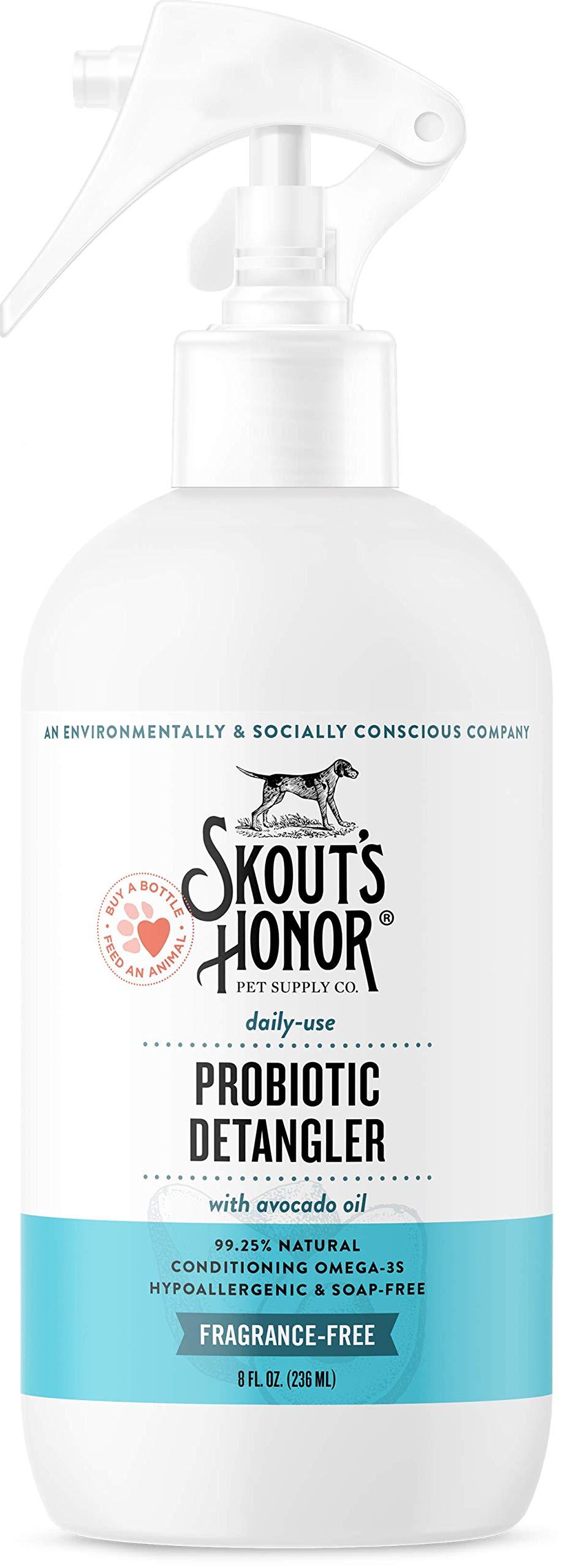 SKOUT'S HONOR: Probiotic Detangler - 8 fl. oz. - Hydrates and Deodorizes Fur, Supports Pet’s Natural Defenses, PH-Balanced and Sulfate Free with Avocado Oil - PawsPlanet Australia