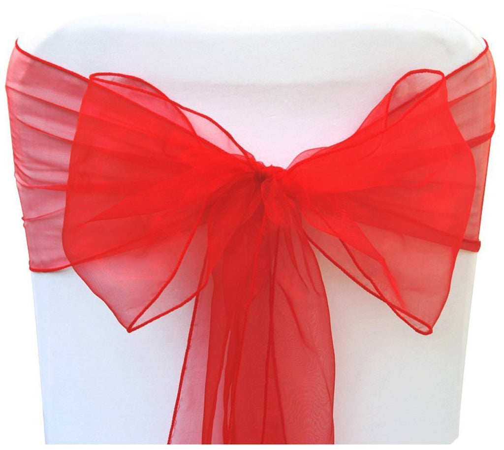 Set of 10 Chair Bows Sashes Tie Back Decorative Item Cover ups for Wedding Reception Events Banquets Chairs Decoration (10, Red) - PawsPlanet Australia