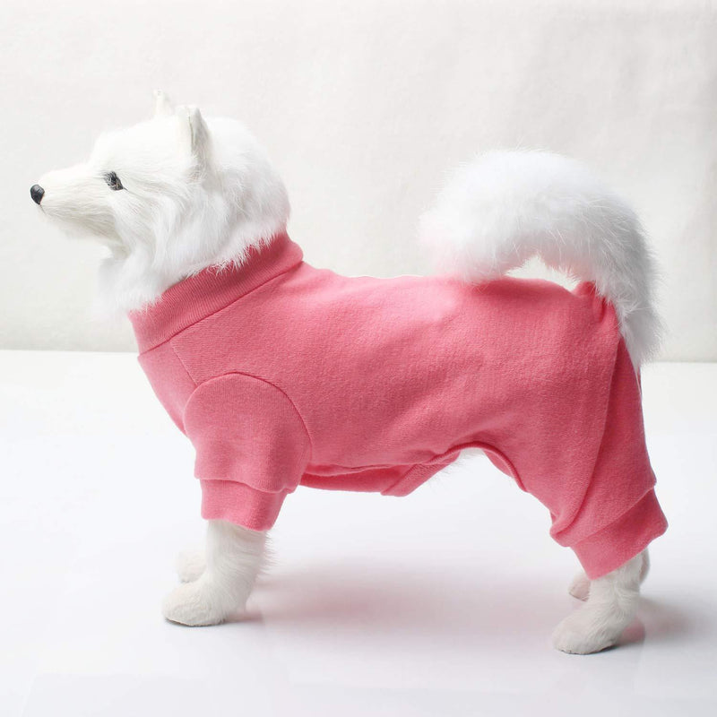 [Australia] - TONY HOBY Dog Pajamas Dog Jumpsuits 4 Legs Dog pjs Cotton Made Pure Color Pet Clothes M(5.5-8.8lbs) Pink 