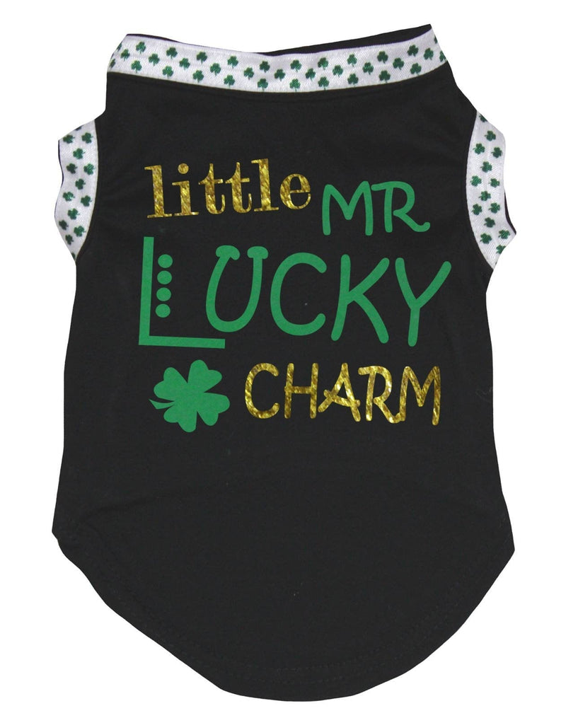 Petitebella Little Mr Lucky Charm Puppy Dog Shirt Medium Black - PawsPlanet Australia