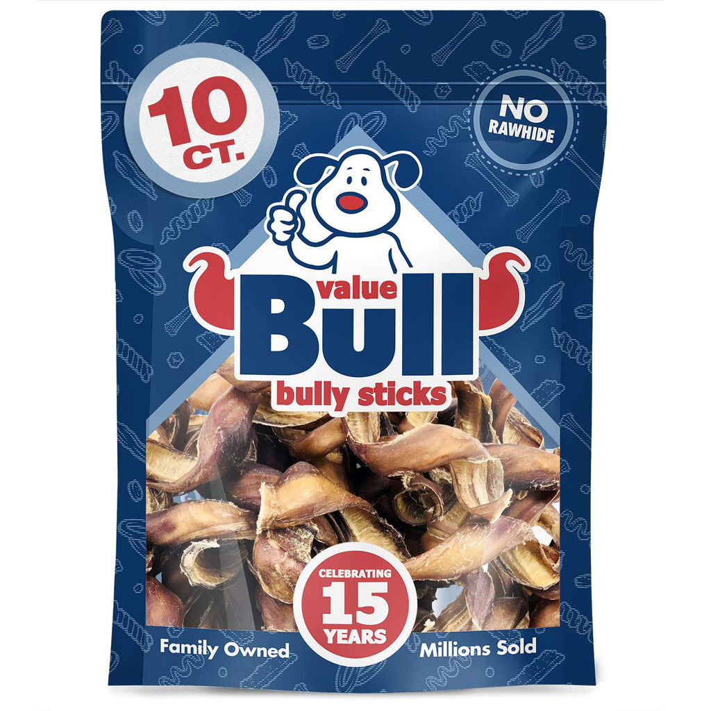 [Australia] - ValueBull Curly Bully Sticks, Thick 5-6 Inch, 10 Count - All Natural Dog Chews, Single Ingredient Rawhide Alternative, 100% Beef Pizzles, Free Range, Grain Free, Fully Digestible, Cleans Teeth 