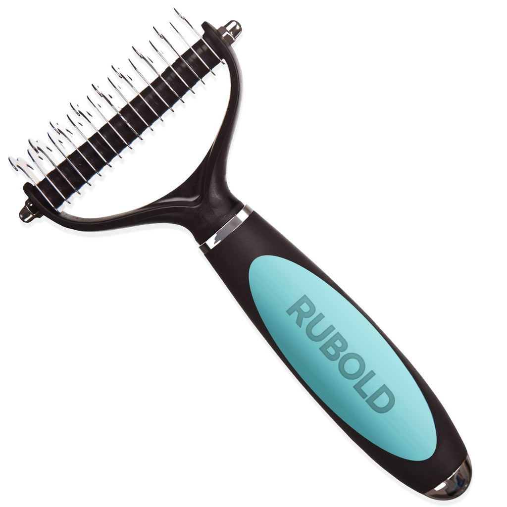 RUBOLD Dematting Tool for Dogs - Pet Safe Dematting Comb for Dogs - Cat and Dog Brush for Matted Hair - Undercoat Grooming Rake for Every Medium and Long Hair Dog and Other Pet - PawsPlanet Australia