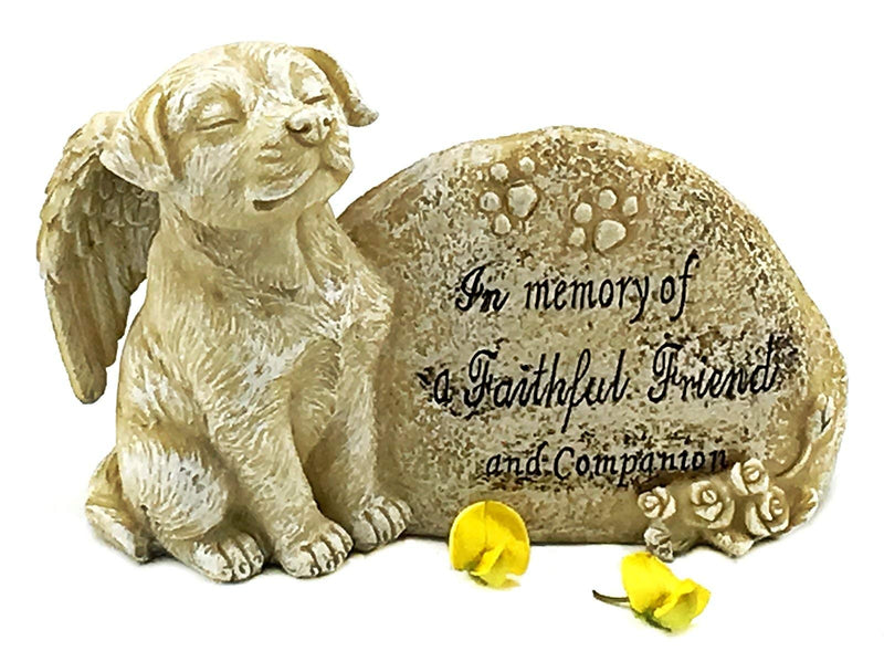 [Australia] - Bellaa 22854 Dog Angel Pet Memorial Grave Marker Tribute Statue Stone Finish 